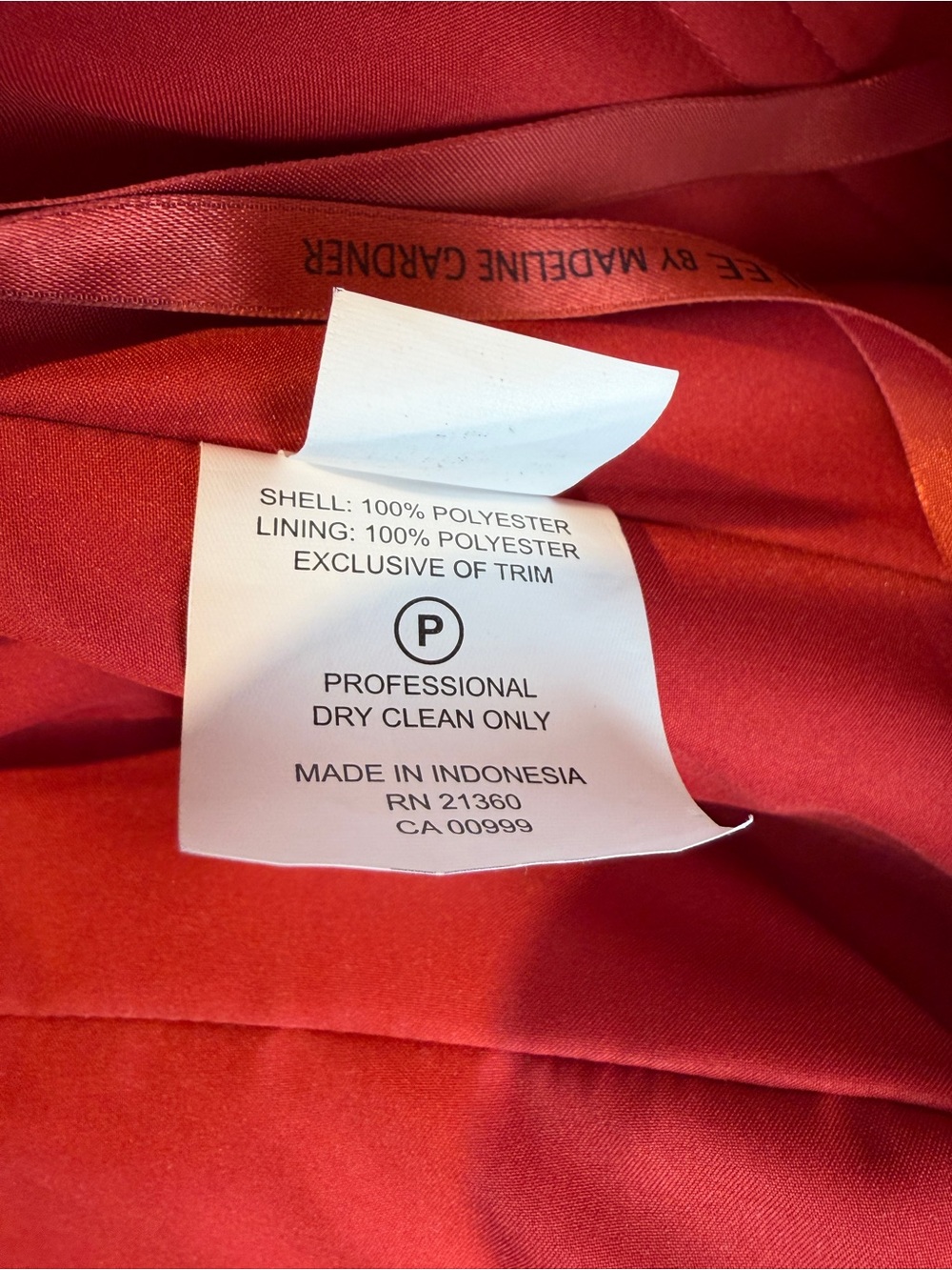 Mori Lee Off-Shoulder Satin Maxi Gown in Rust Red - Picture 4 of 4